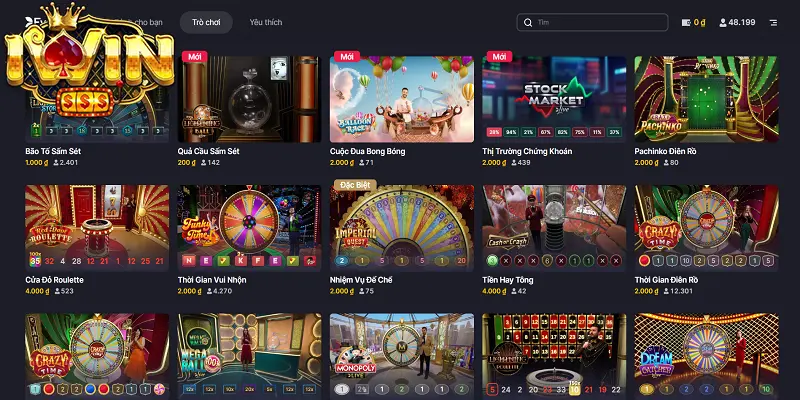 Tìm Hiểu Cách Chơi Live Game Show iWin Dễ Dàng 2 Chọn trò chơi và tham gia