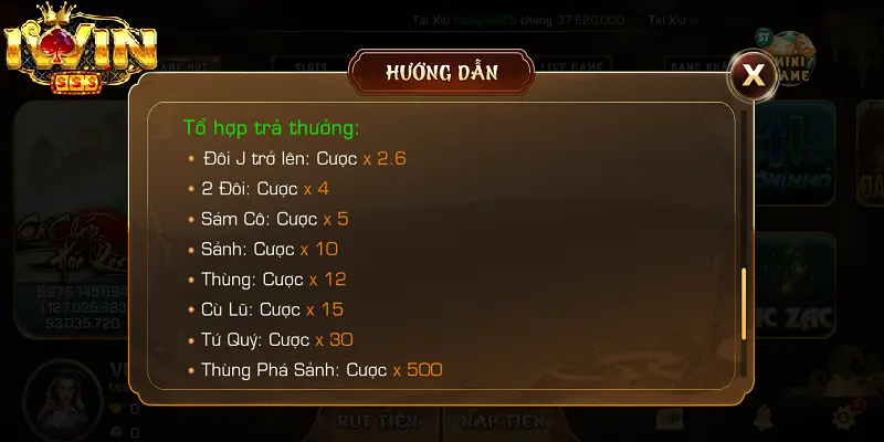 Chơi Mini Poker Tại Iwin Để Nhận Thưởng Khủng 3 Bàn cược truyền thống